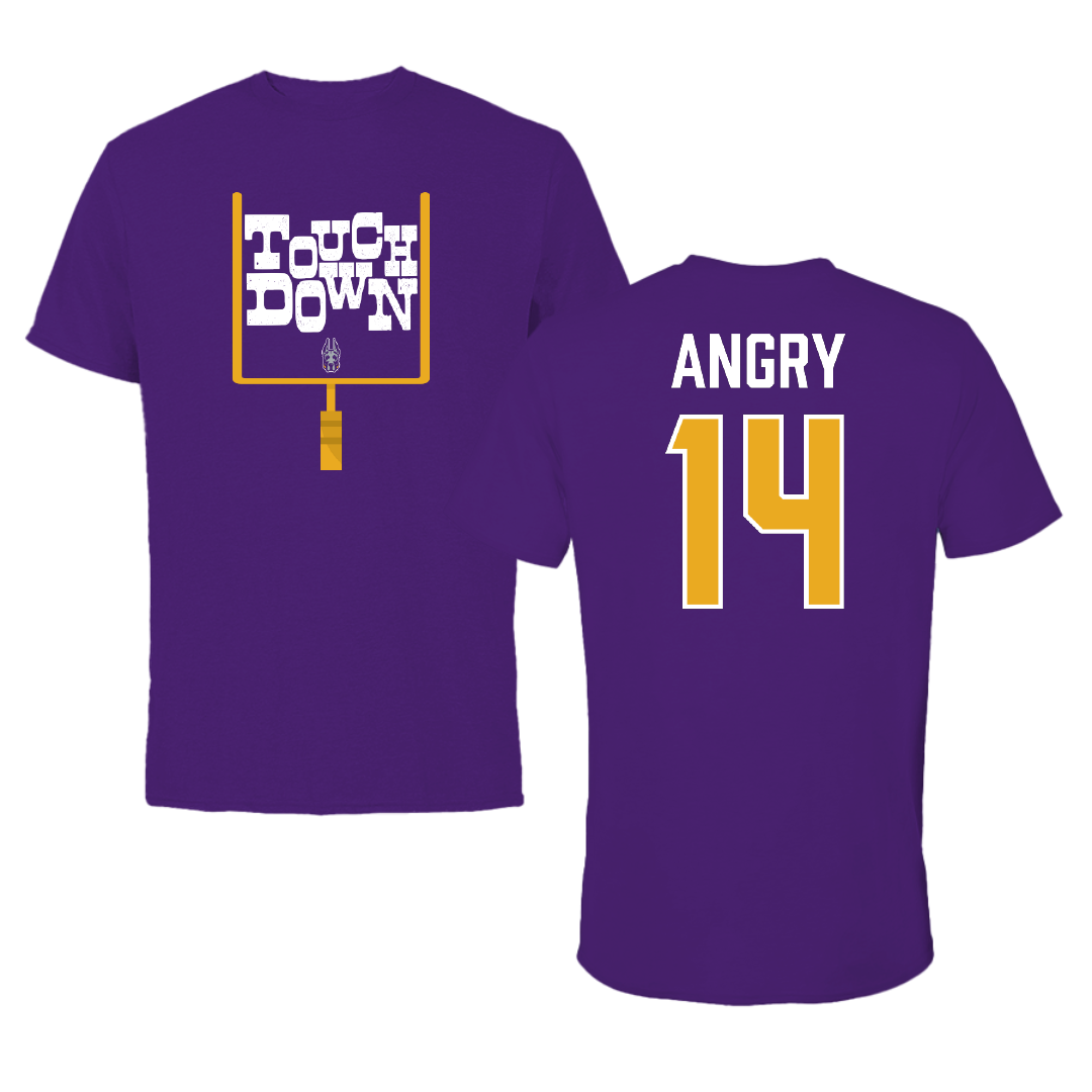 University at Albany Football Purple Touchdown Performance Tee - #14 Kevon Angry
