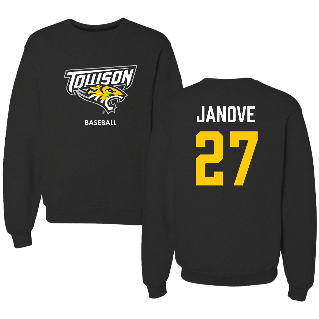 Towson University Baseball Black Crewneck - #27 Josh Janove