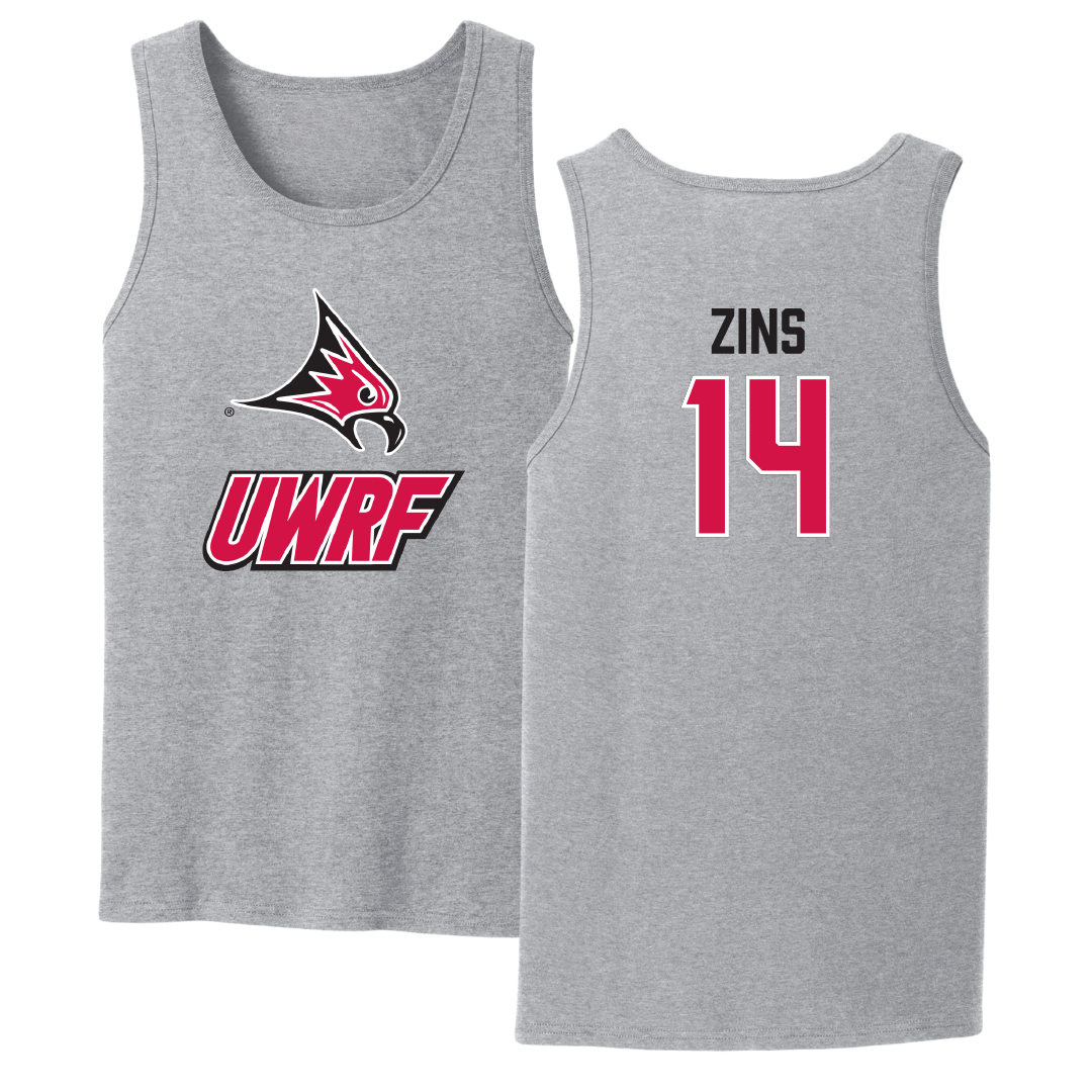University of Wisconsin-River Falls Soccer Sport Gray Tank Top - #14 Macy Zins