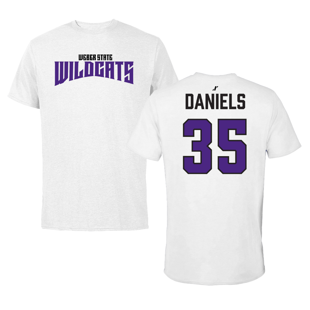 Weber State University Football White Classic Performance Tee - #35 Rishi Daniels