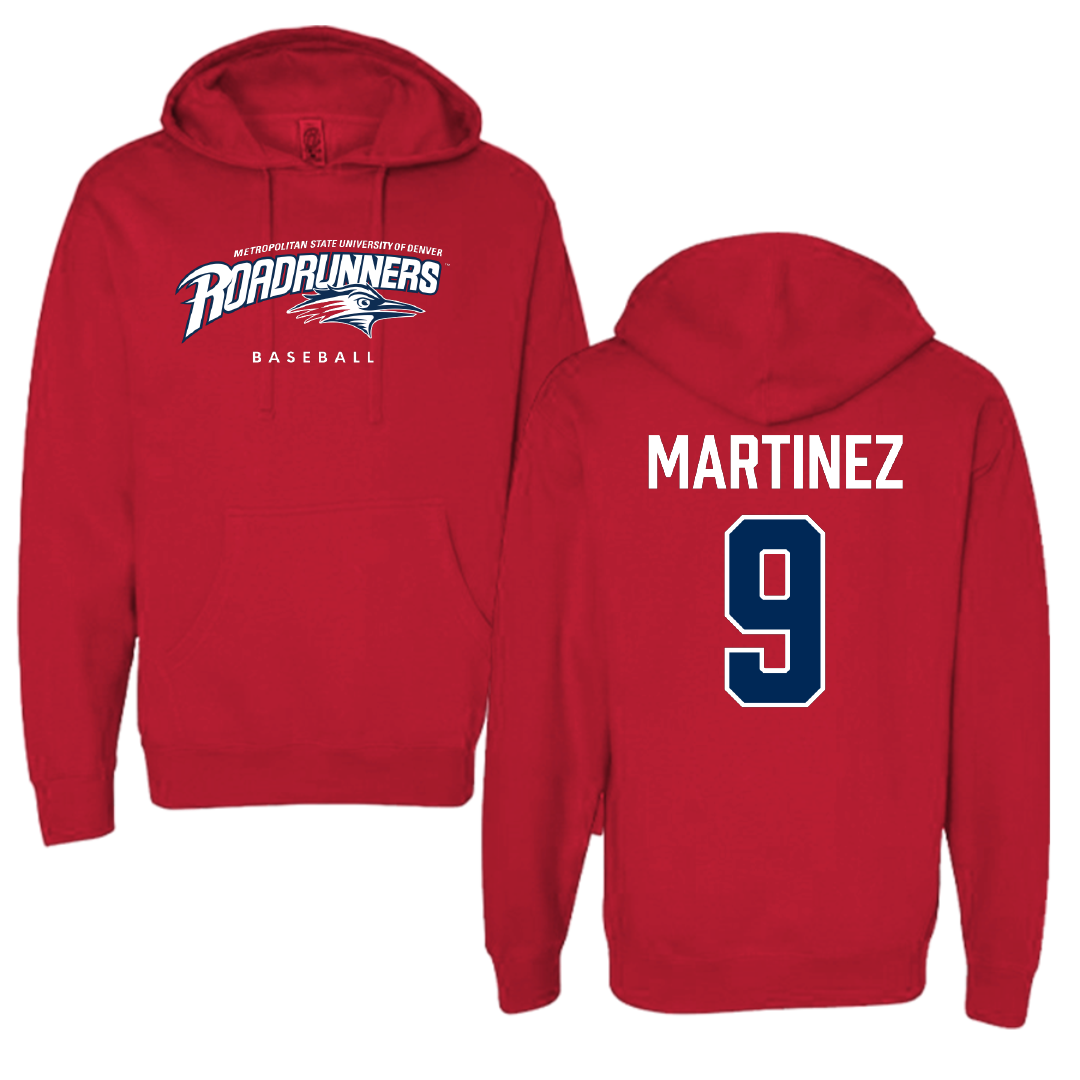 Metropolitan State University of Denver Baseball Red Hoodie - #9 Alek Martinez