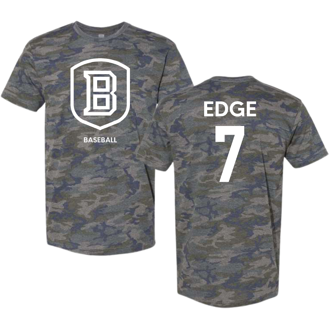 Bradley University Baseball Vintage Camo Tee - #7 Anthony Edge