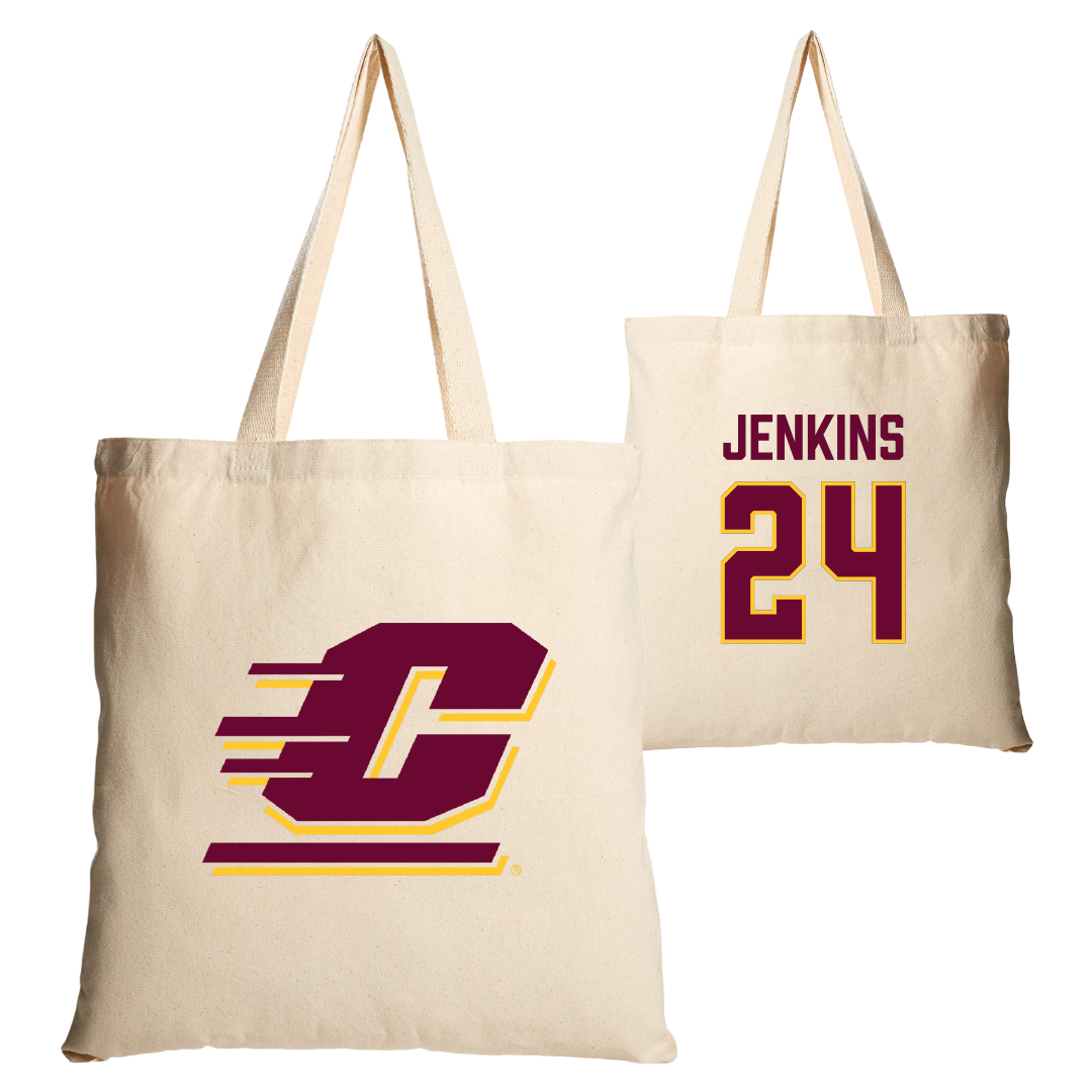 Central Michigan University Football Tan Canvas Tote Bag - #24 Mekhi Jenkins