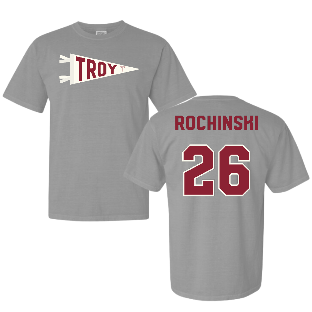 Troy University Softball Light Gray Pennant Comfort Colors Tee - #26 Kalee Rochinski