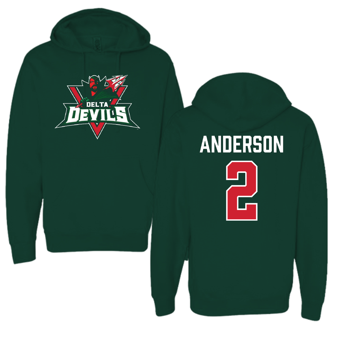 Mississippi Valley State University Football Forest Green Hoodie - #2 Jordan Anderson