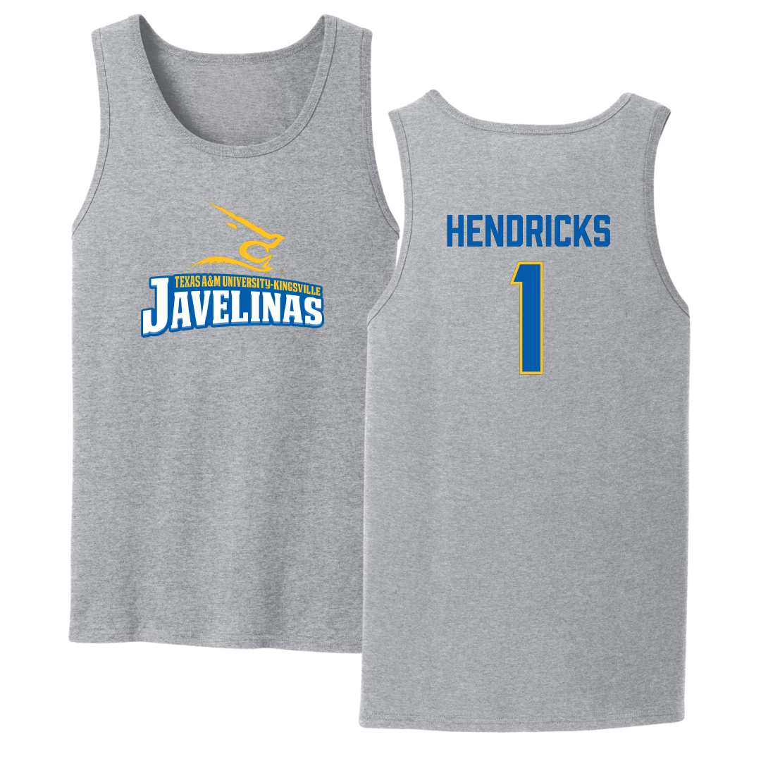 Texas A&M University-Kingsville Football Sport Gray Tank Top - #1 Demarcus Hendricks