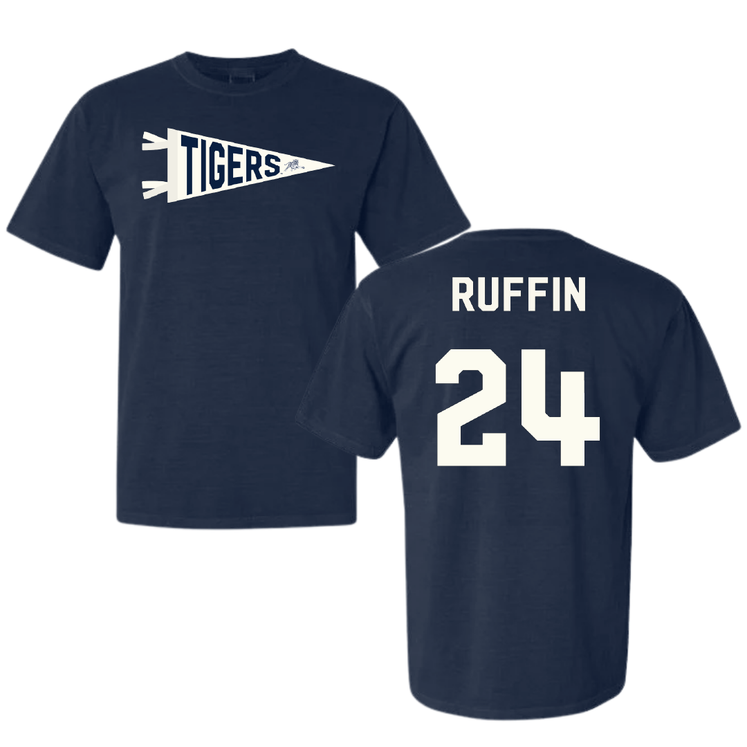 Jackson State University Basketball Navy Pennant Comfort Colors Tee - #24 Daeshun Ruffin