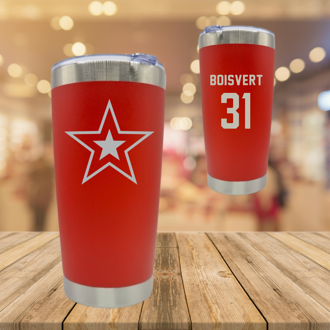 Robert Morris University Ice Hockey Red Stainless Steel Tumbler - #31 Francis Boisvert