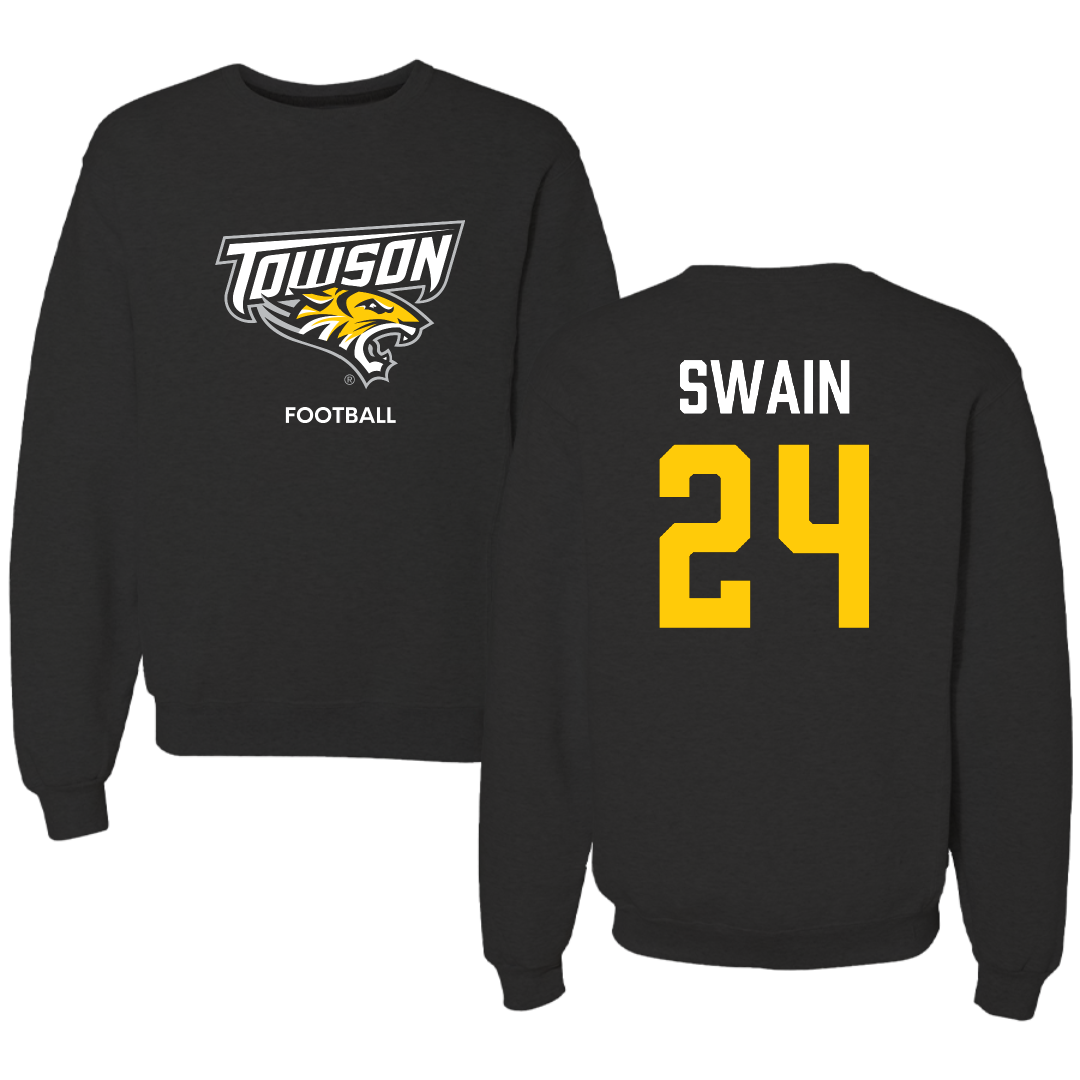 Towson University Football Black Crewneck - #24 Mike Swain