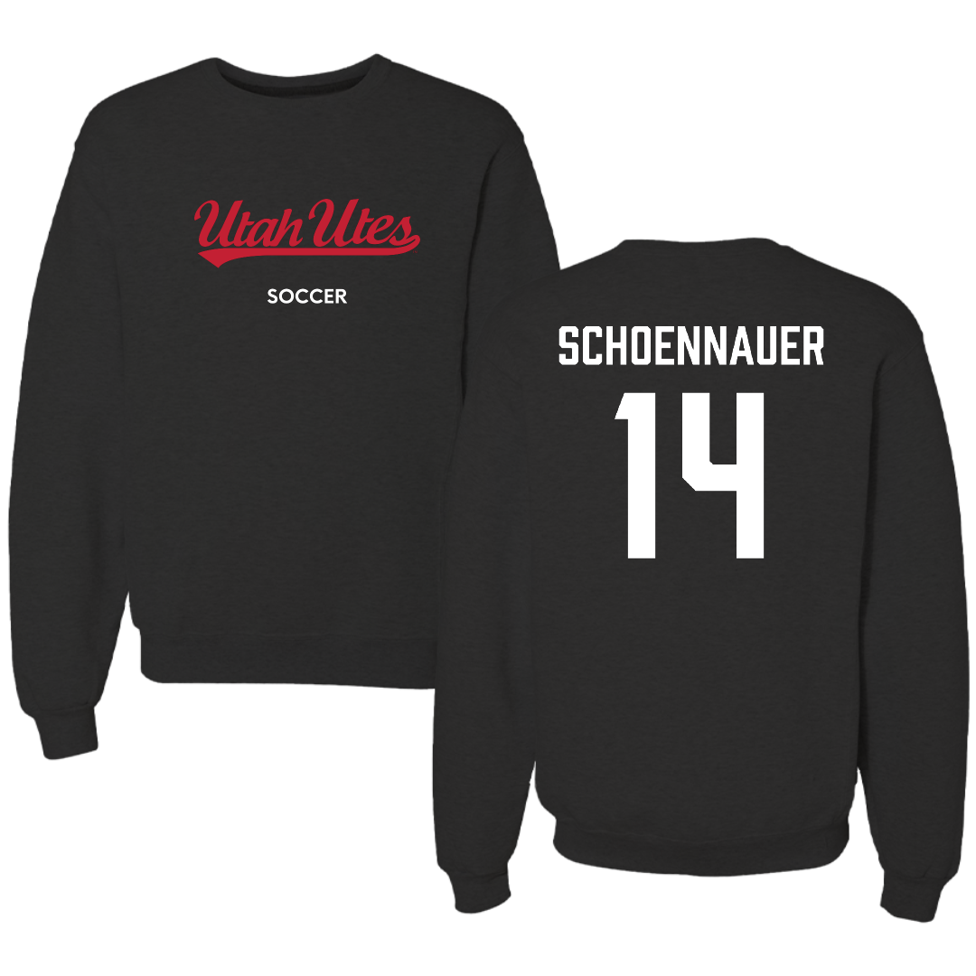 University of Utah Soccer (W) Black Crewneck - #14 Kennedy Schoennauer