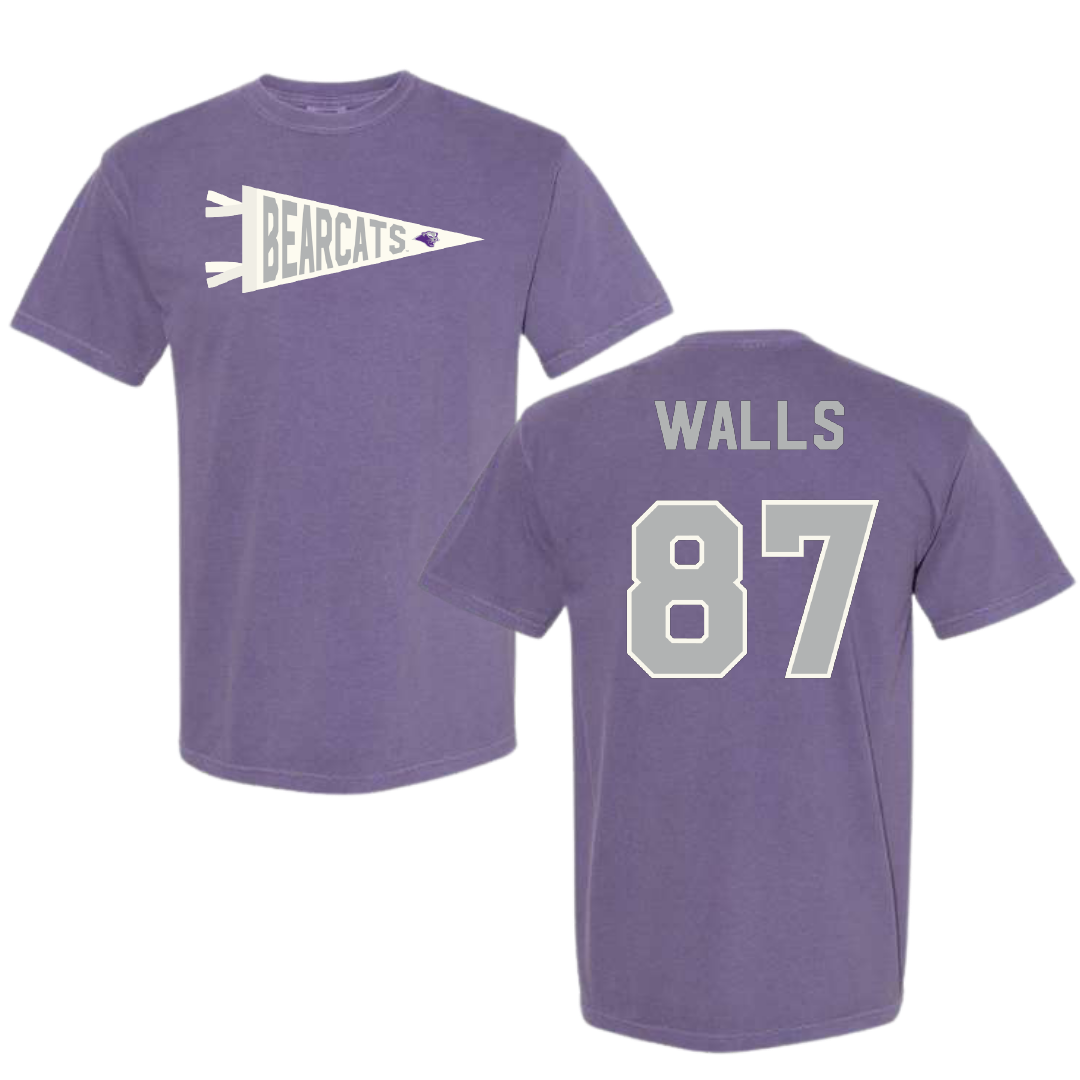Southwest Baptist University Football Purple Pennant Comfort Colors Tee - #87 Gabriel Walls