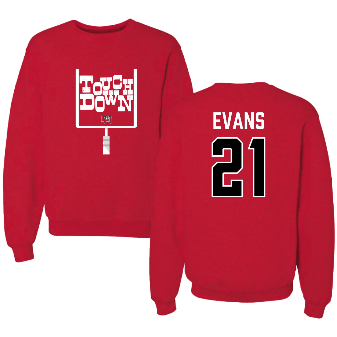 Lamar University Football Red Touchdown Crewneck - #21 Jamarion Evans