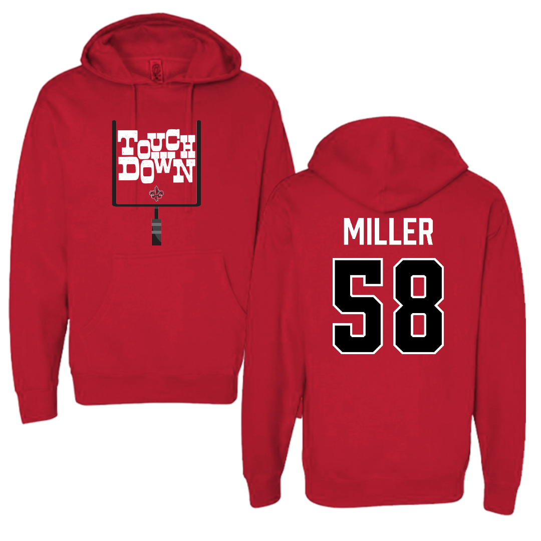 University of Louisiana at Lafayette Football Red Touchdown Hoodie - #58 Grant Miller