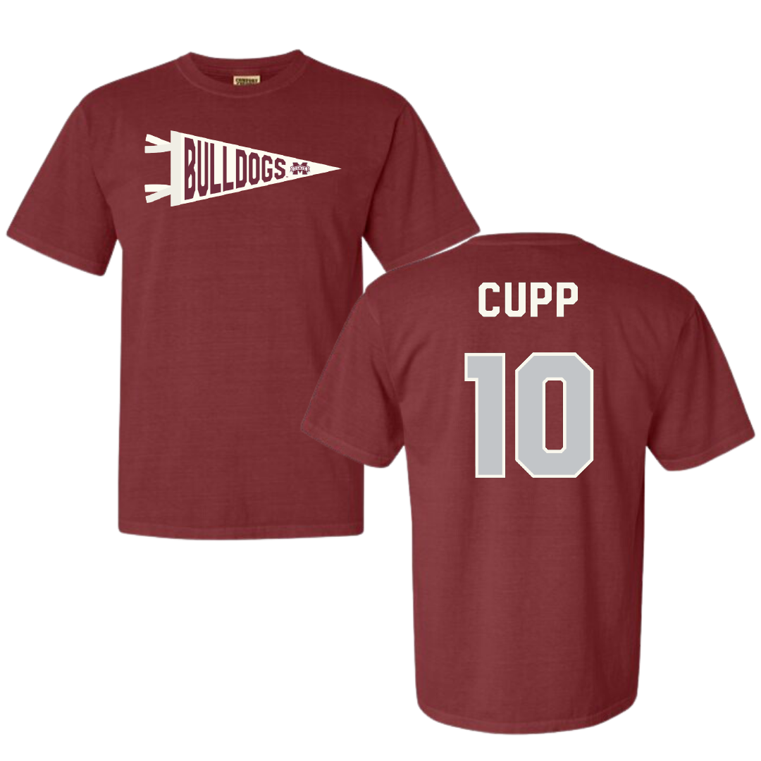 Mississippi State University Baseball Maroon Pennant Comfort Colors Tee - #10 Dylan Cupp
