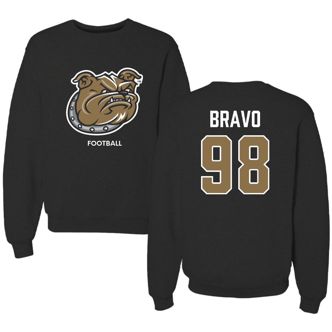 Bryant University Football Black Crewneck - #98 Gustavo Bravo
