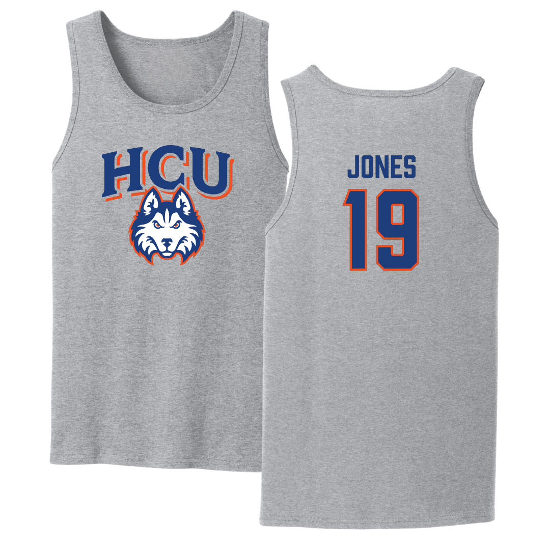 Houston Christian University Football Sport Gray Tank Top - #19 Zion Jones