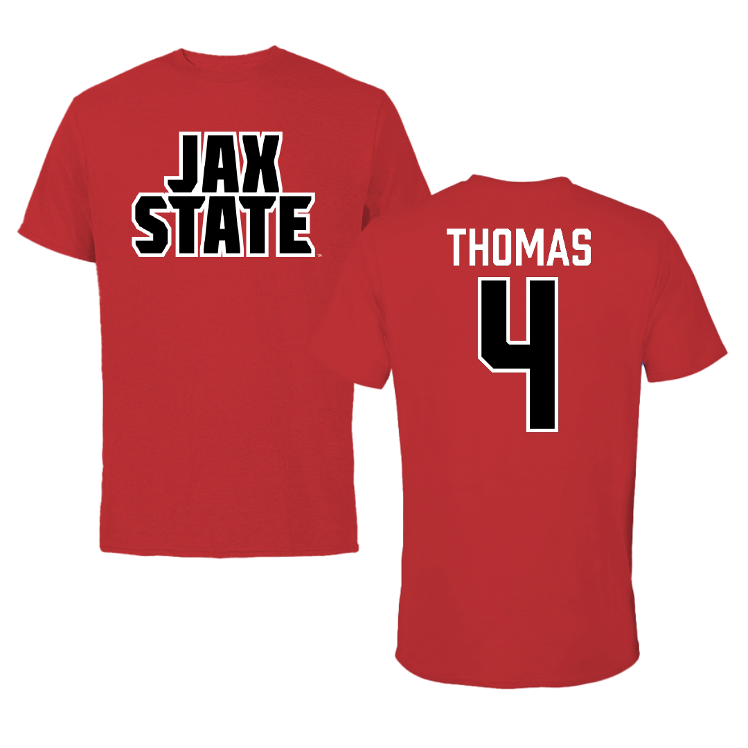 Jacksonville State University Baseball Red Performance Tee - #4 Kenskey Thomas