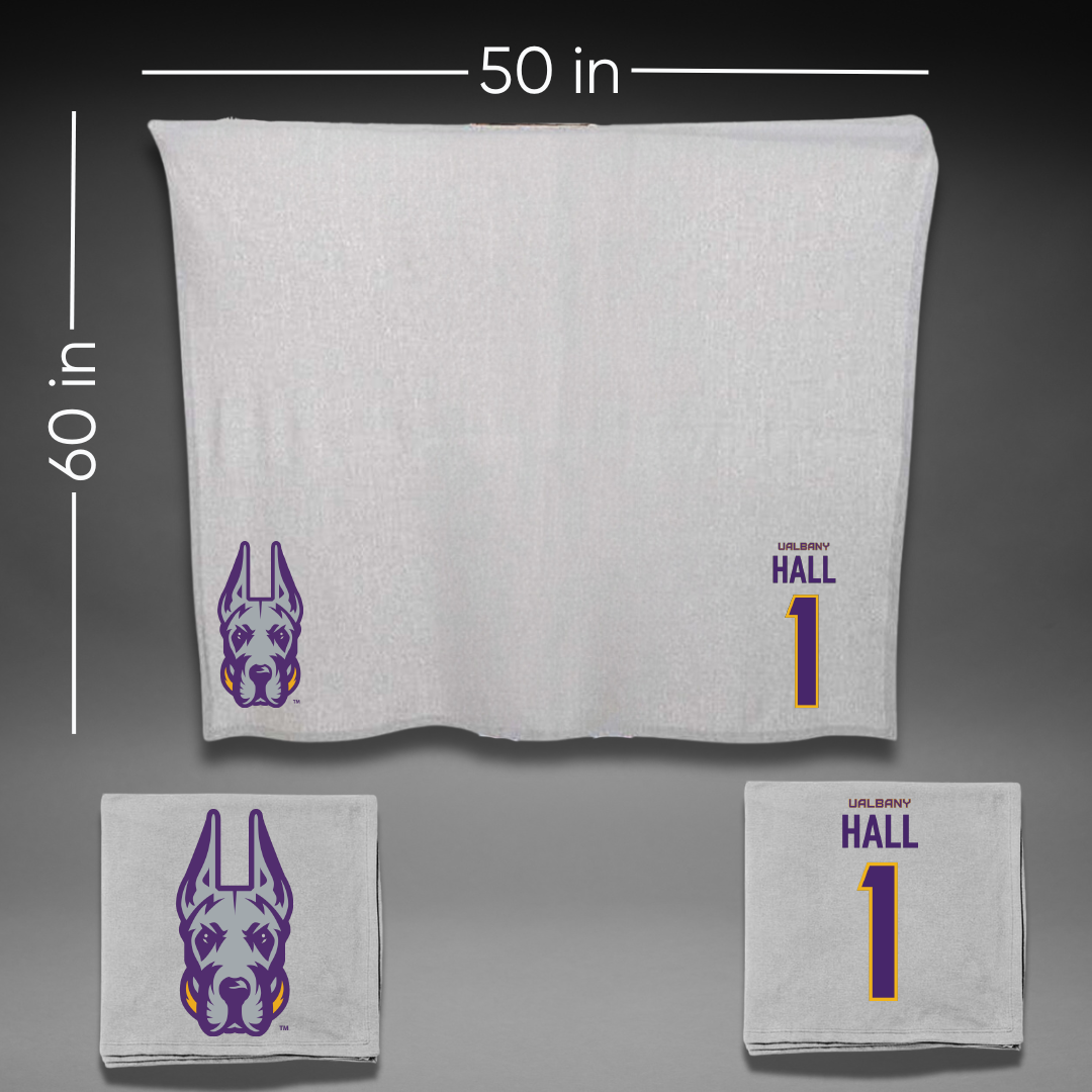 University at Albany Football Gray Blanket - #1 Aamir Hall