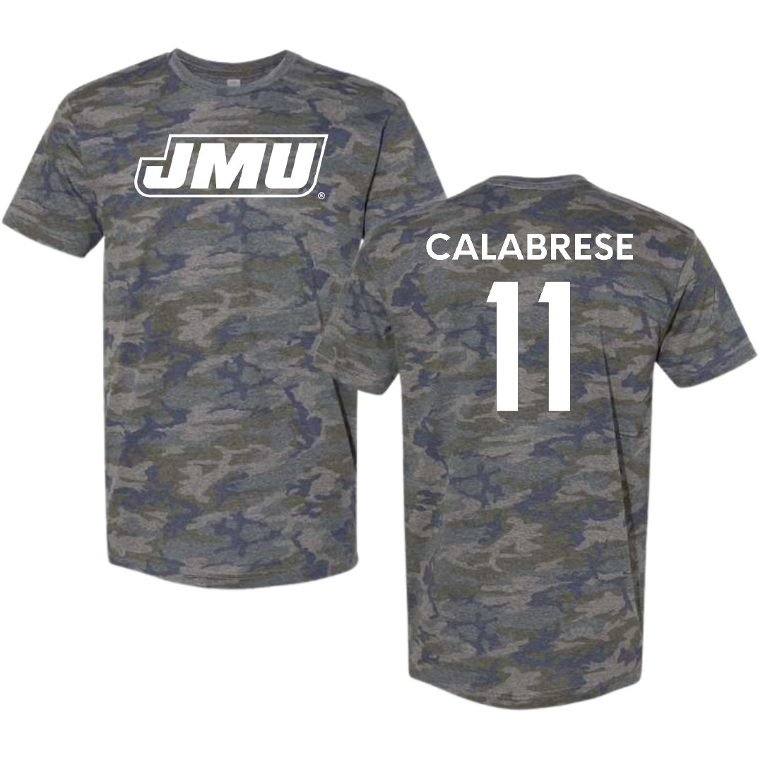 James Madison University Baseball Vintage Camo Tee - #11 Coleman Calabrese