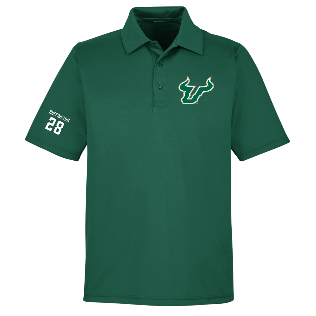 University of South Florida Baseball Forest Green Polo - #28 Matthew Buffington