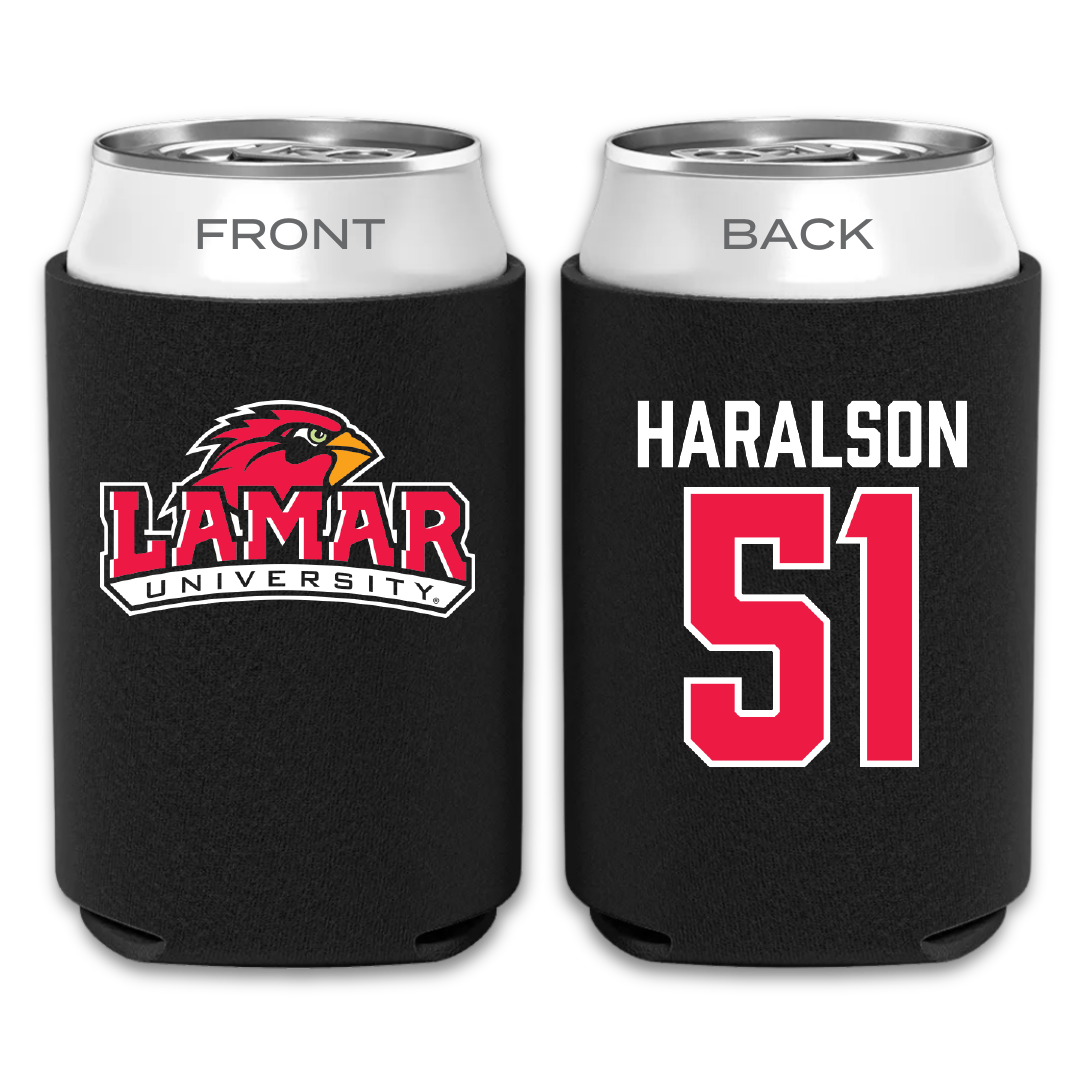 Lamar University Football Black Can Cooler - #51 Alex Haralson