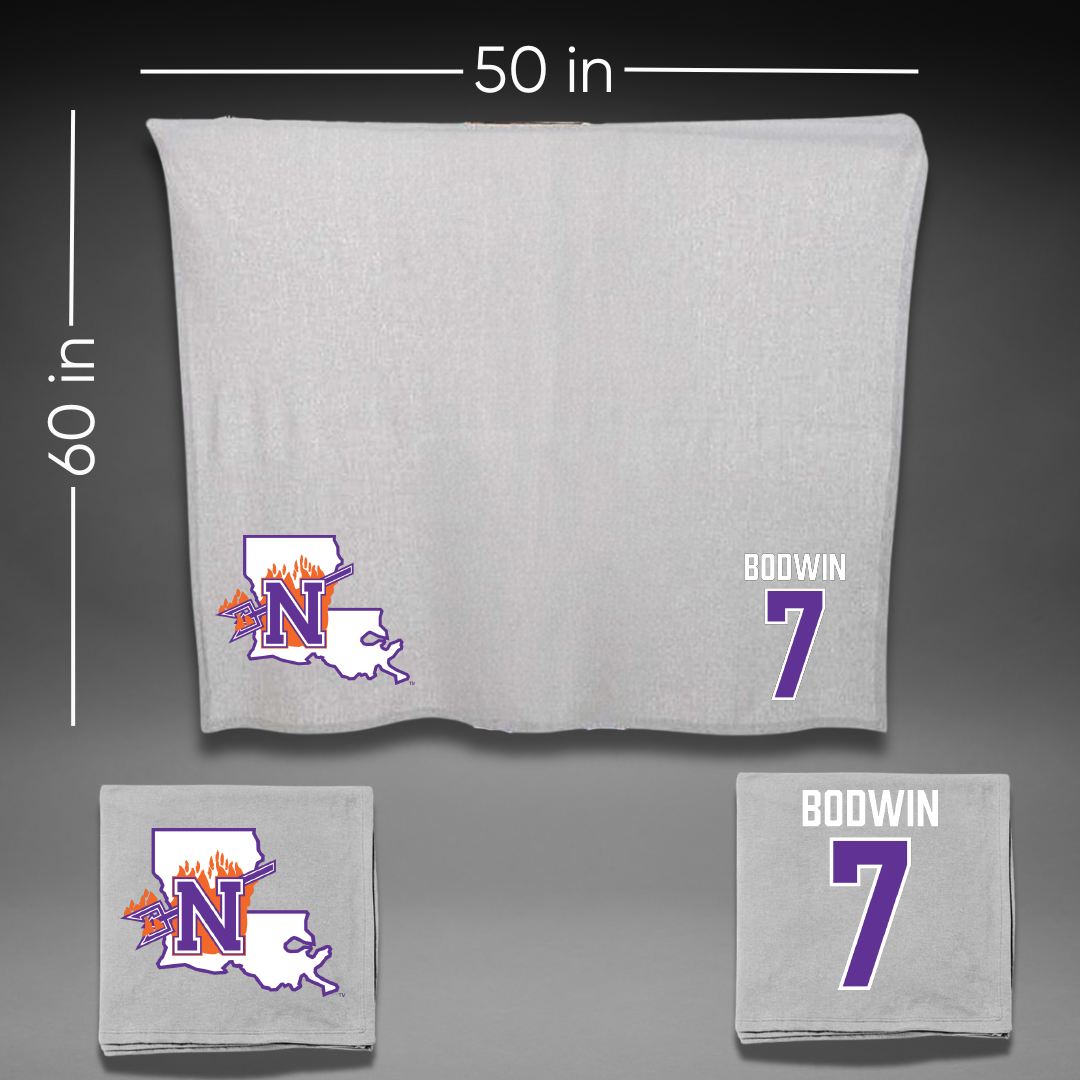 Northwestern State University Football Gray Blanket - #7 Jeremiah Bodwin