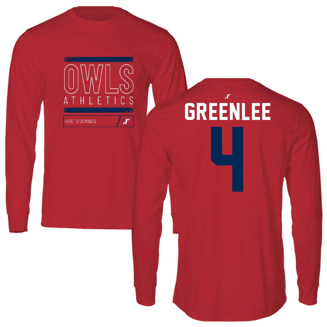 Florida Atlantic University Basketball Red Dominate Performance Long Sleeve - #4 Bryan Greenlee