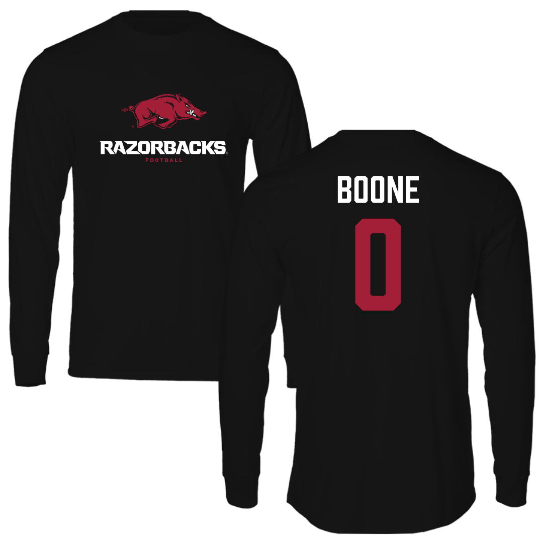 University of Arkansas Football Black Performance Long Sleeve - #0 Justus Boone
