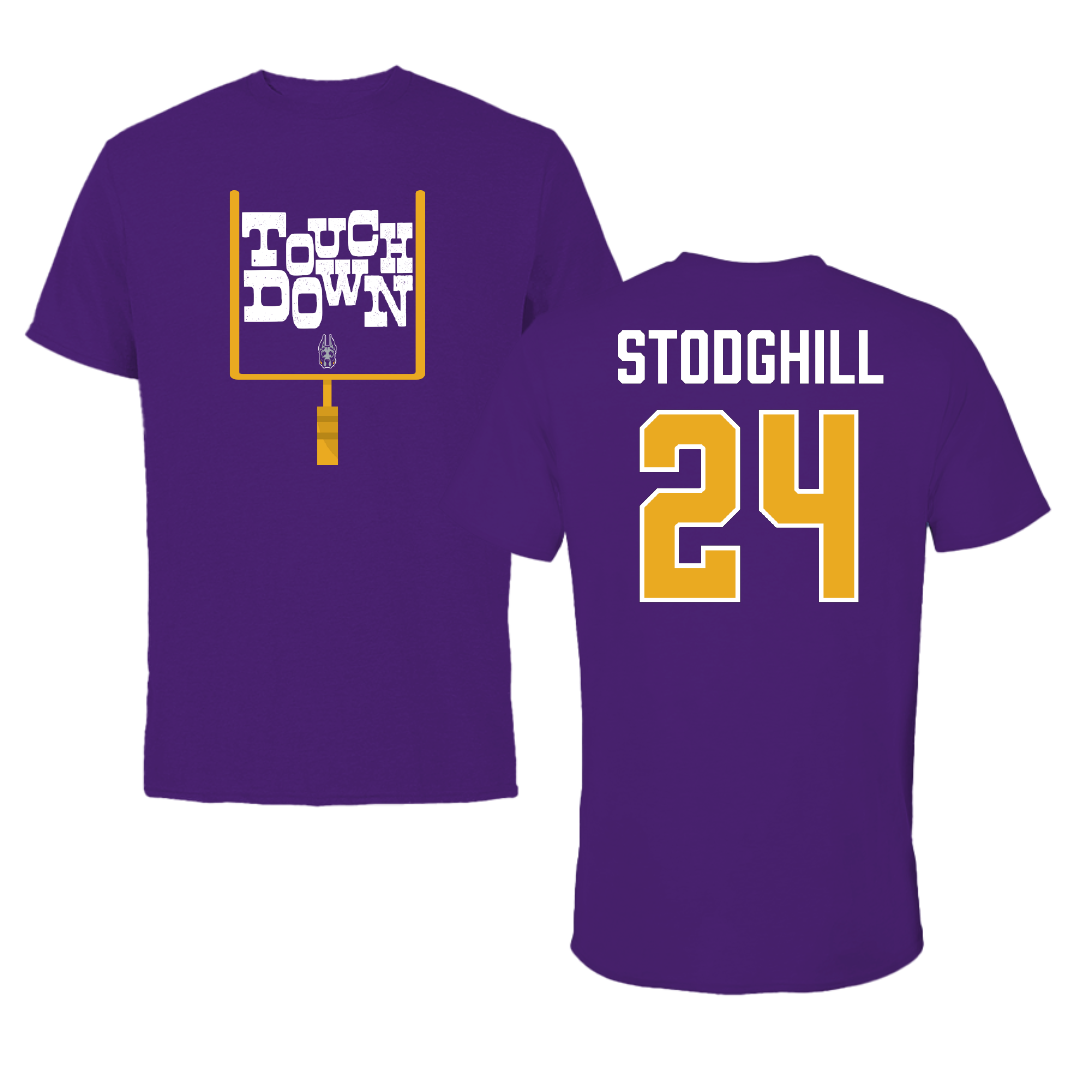 University at Albany Football Purple Touchdown Performance Tee - #24 Cam Stodghill