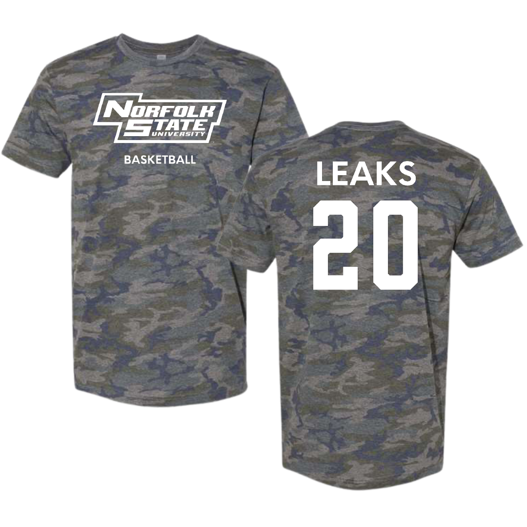 Norfolk State University Basketball (M) Vintage Camo Tee - #20 Jordan Leaks