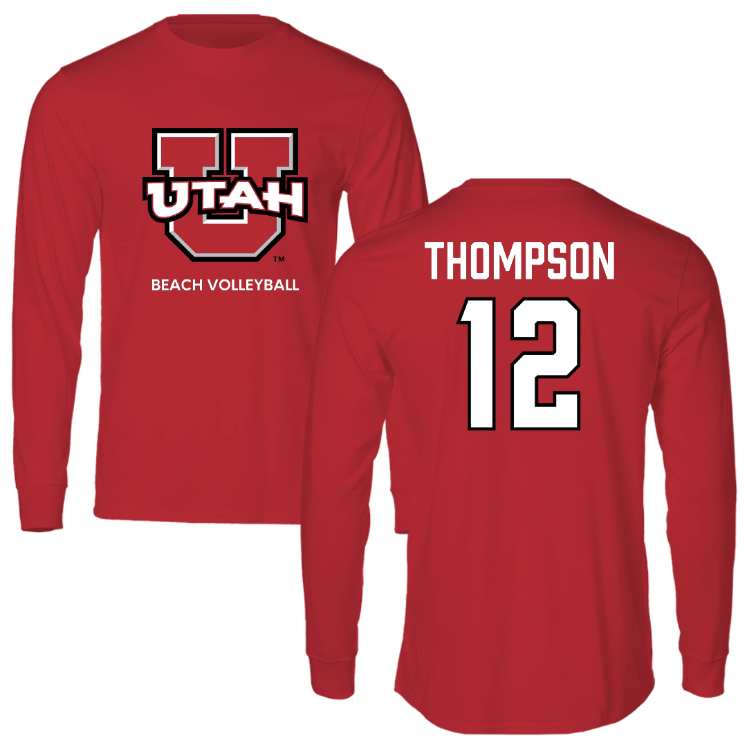 University of Utah Beach Volleyball Red Utes Performance Long Sleeve - #12 Siona Thompson