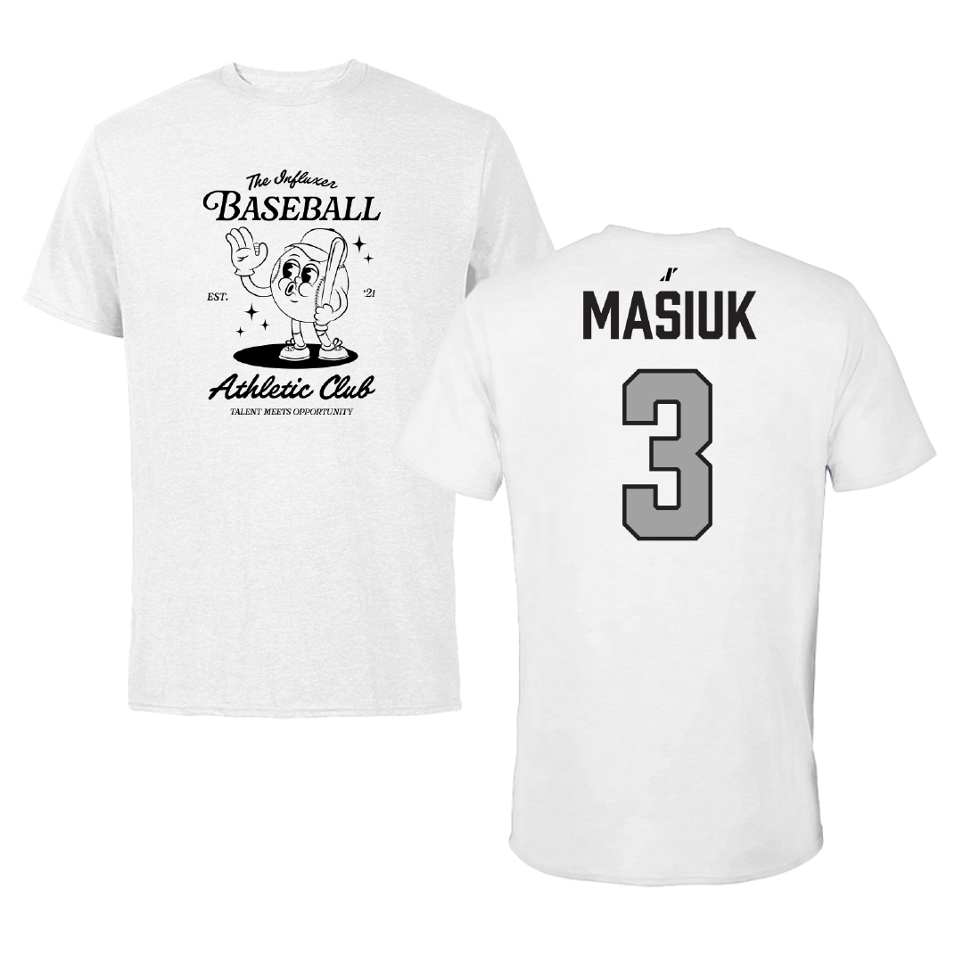 Baseball White Influxer Athletic Club Tee - #3 Luke Masiuk