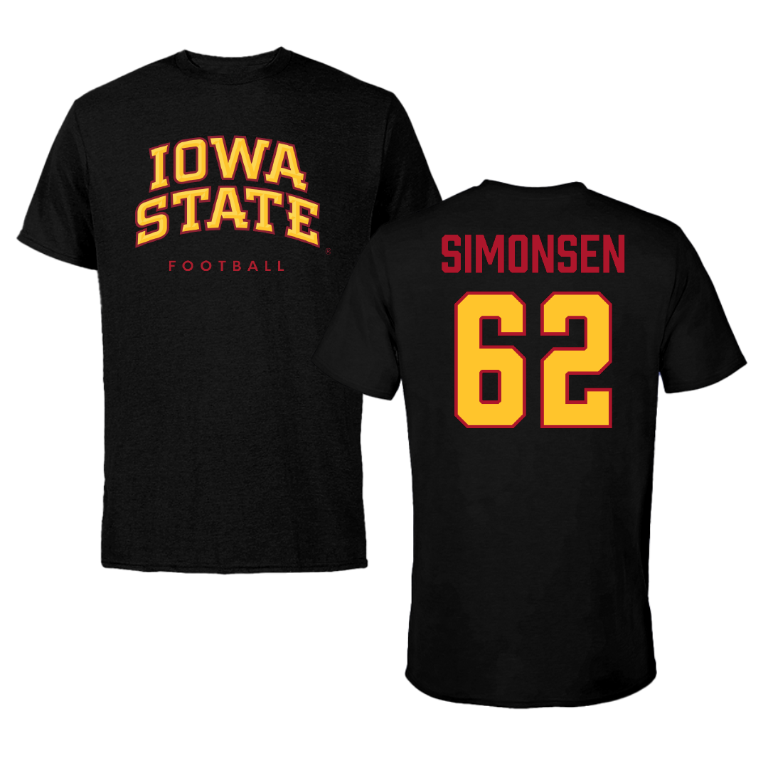 Iowa State University Football Black Performance Tee - #62 Braden Simonsen