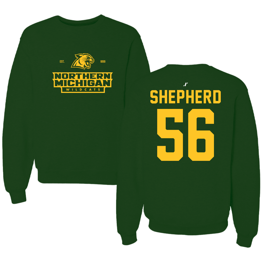 Northern Michigan University Football Forest Green General Crewneck - #56 Graycen Shepherd