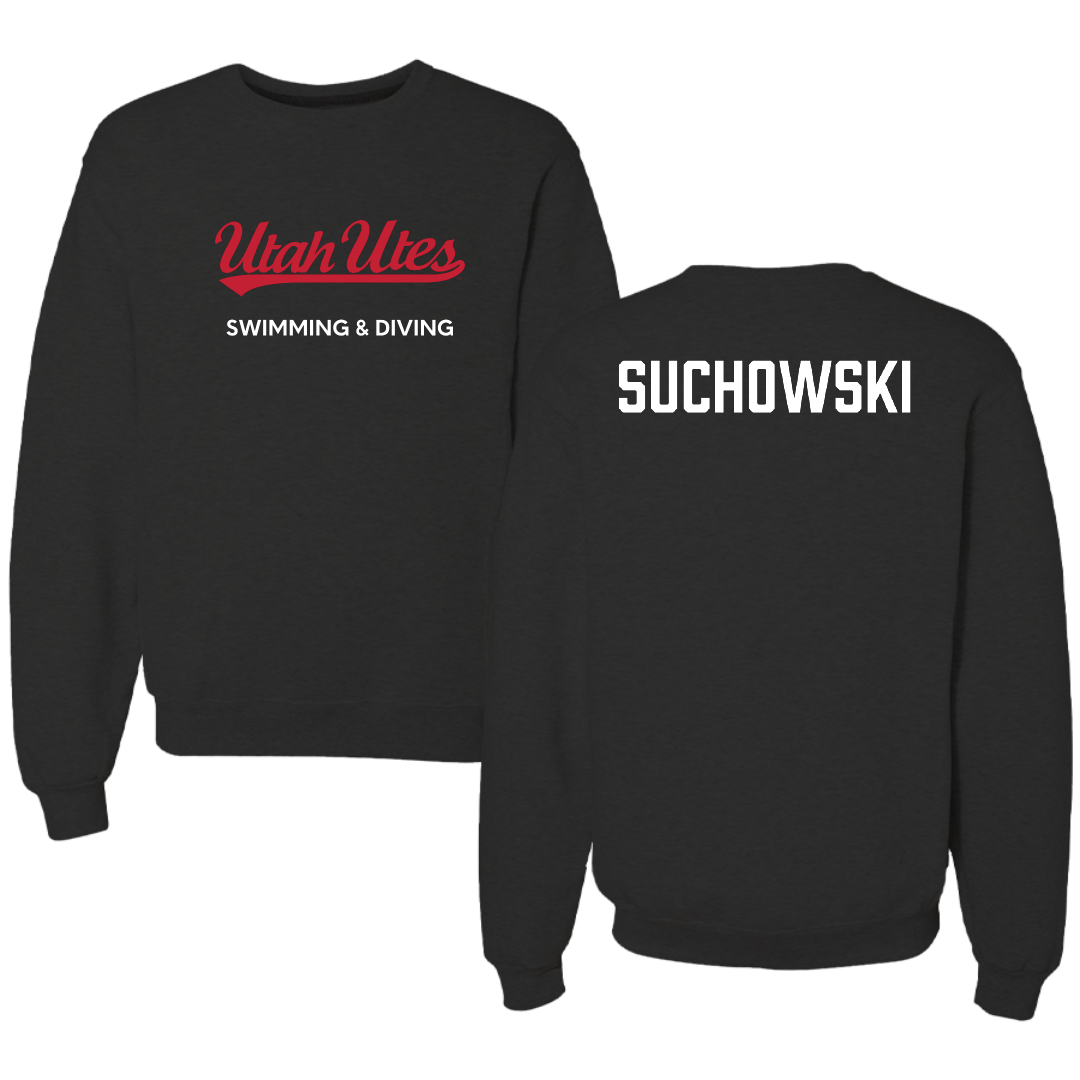 University of Utah Swimming & Diving Black Crewneck - Jake Suchowski