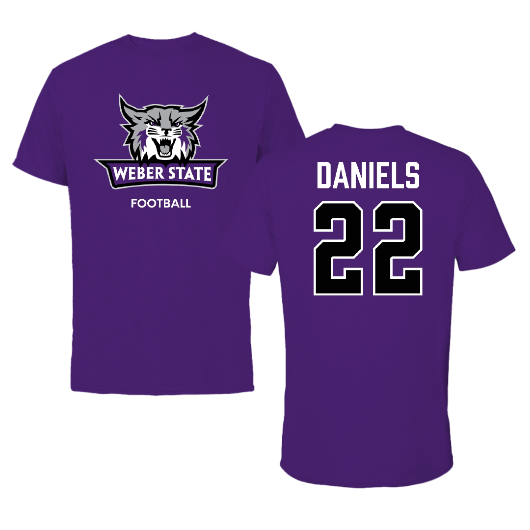 Weber State University Football Purple Performance Tee - #22 Ishaan Daniels