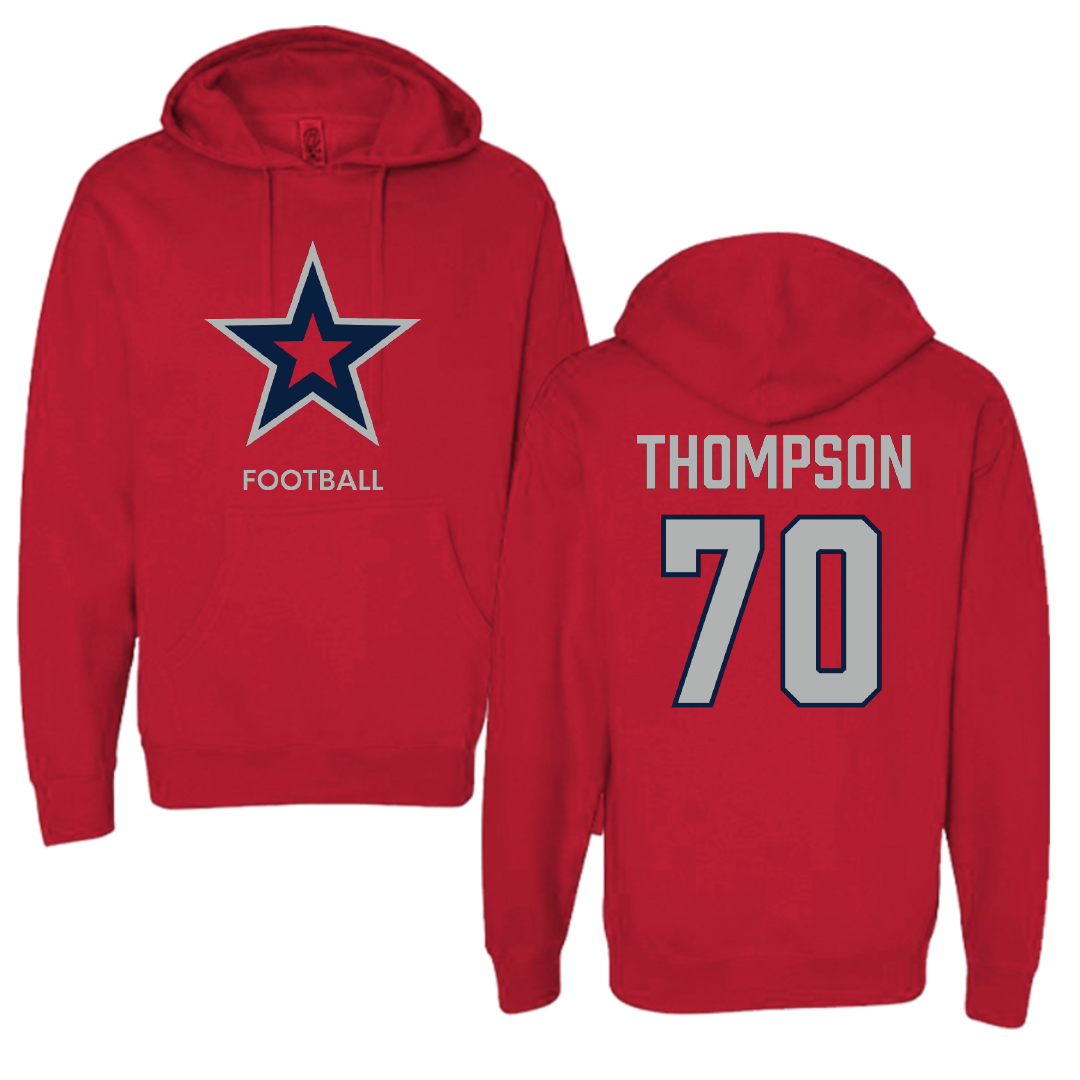 Robert Morris University Football Red Mascot Hoodie - #70 Dante Thompson