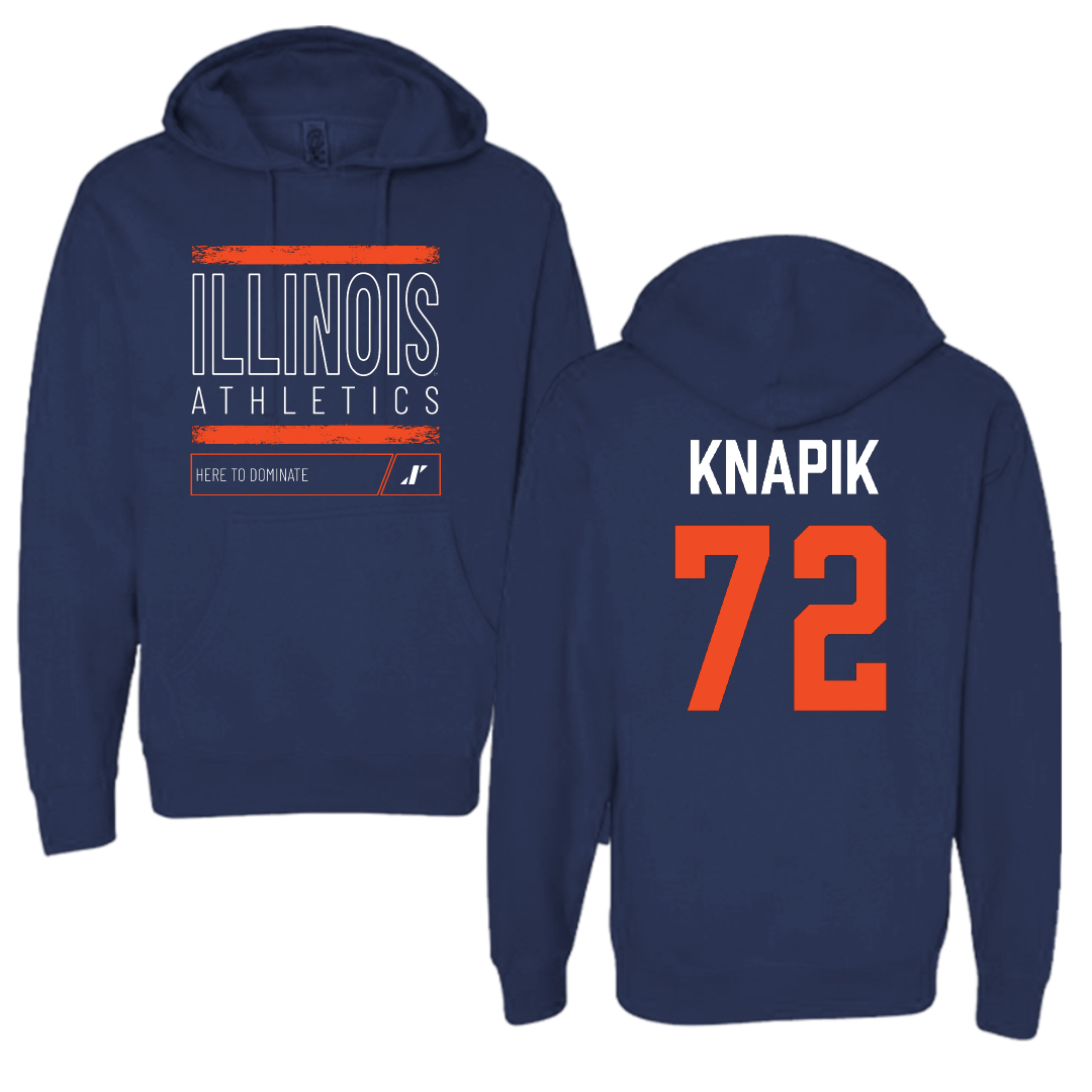 University of Illinois Football Navy Dominate Hoodie - #72 Ayden Knapik