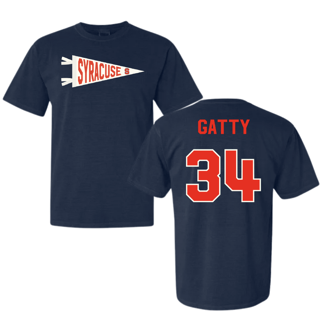 Syracuse University Basketball Navy Pennant Comfort Colors Tee - #34 Christopher Gatty