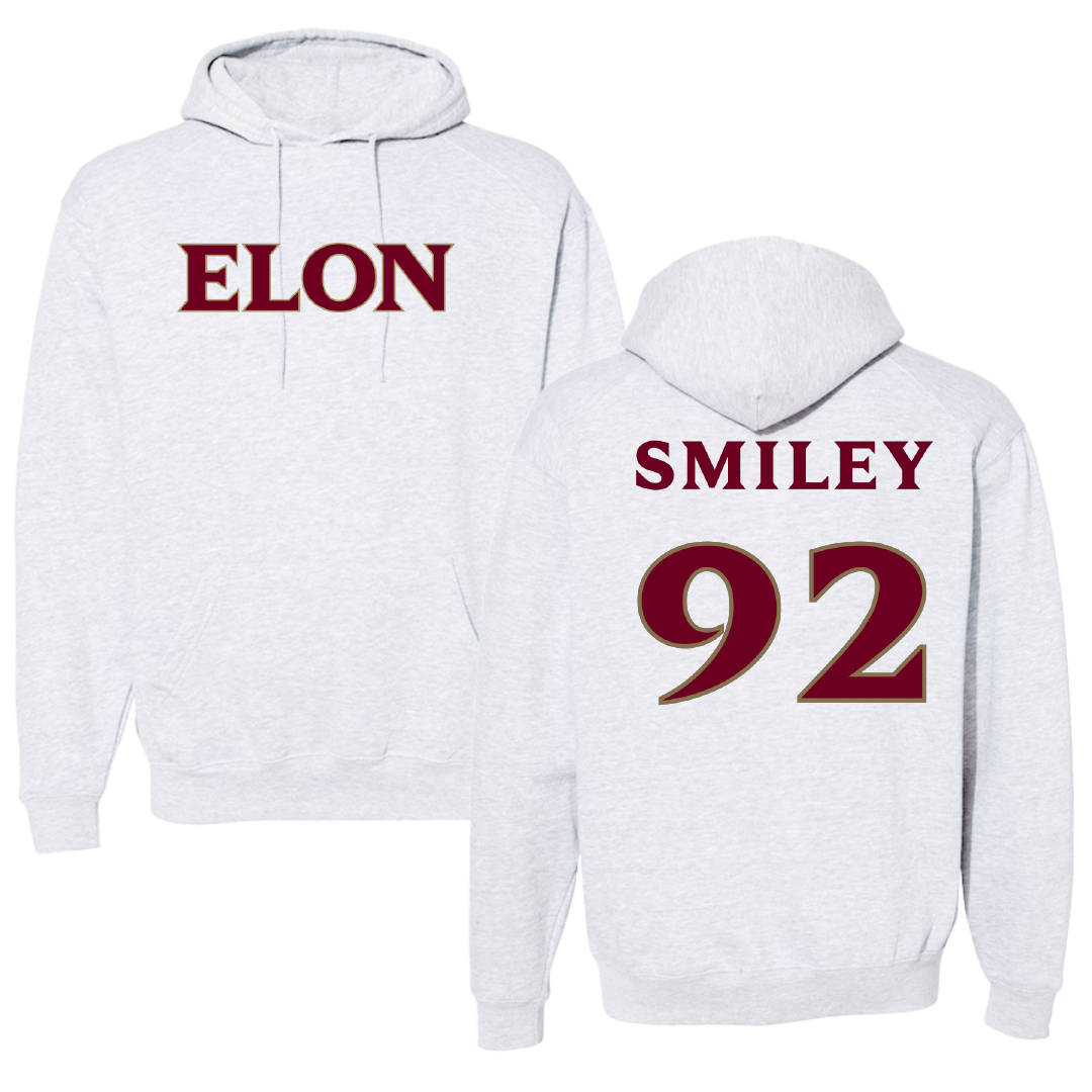 Elon University Football Light Gray Hoodie - #92 Brandon Smiley