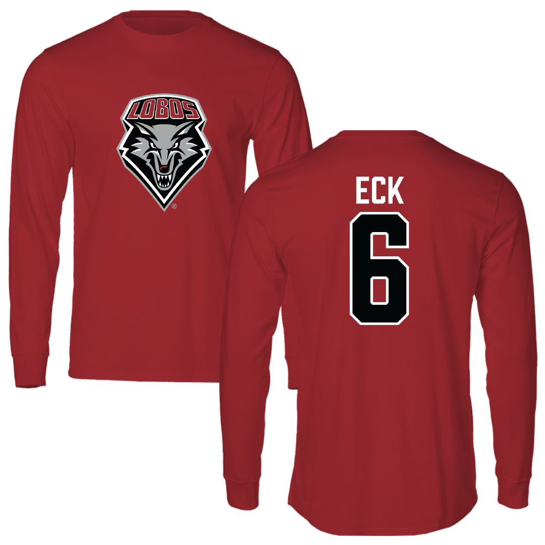 University of New Mexico Football Canvas Red Long Sleeve - #6 Jaxton Eck