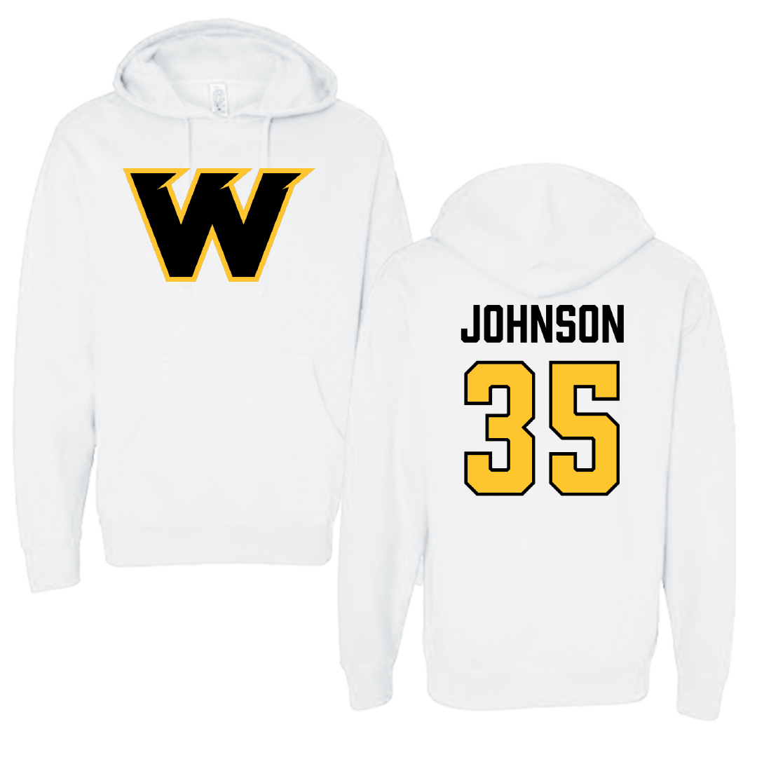 Wayne State College (Nebraska) Football White Hoodie - #35 Luke Johnson