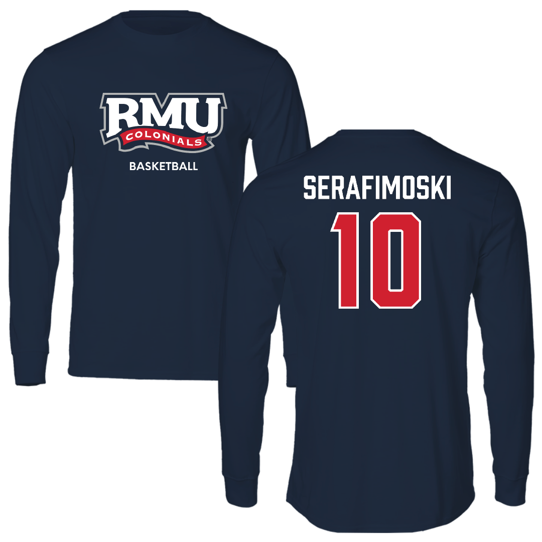Robert Morris University Basketball (M) Navy RMU Long Sleeve - #10 Vasilije Serafimoski