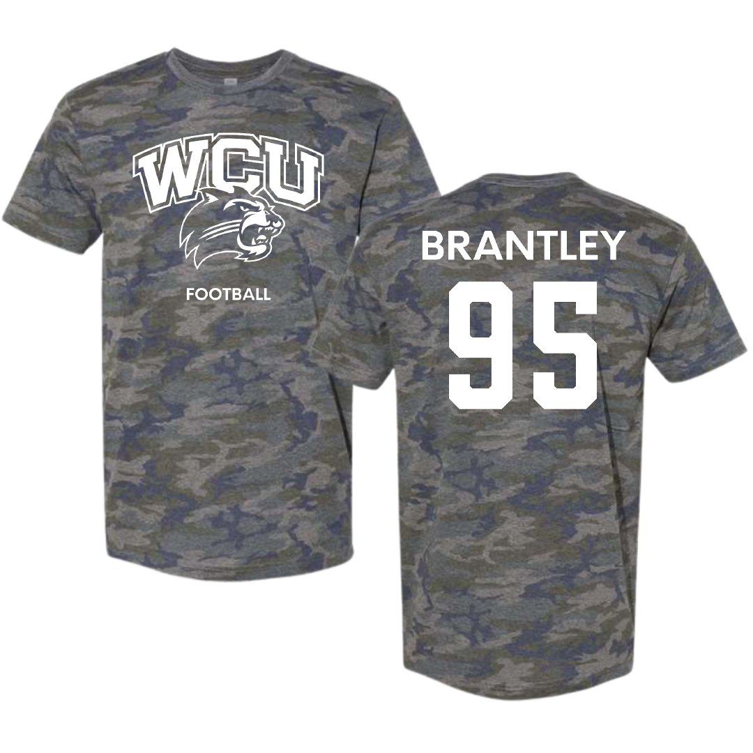Western Carolina University Football Vintage Camo Tee - #95 Stephen Brantley