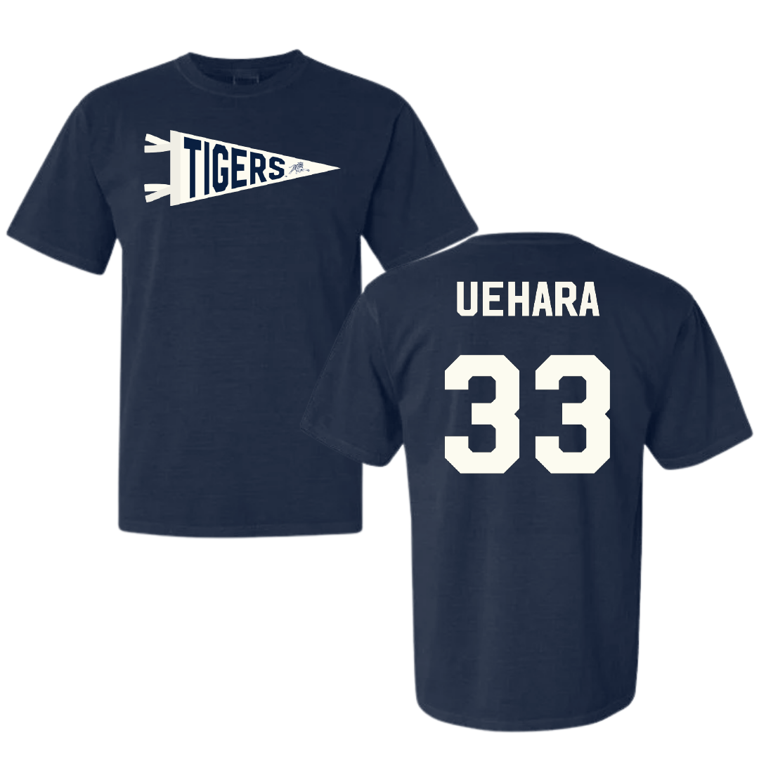 Jackson State University Soccer Navy Pennant Comfort Colors Tee - #33 Kalia Uehara