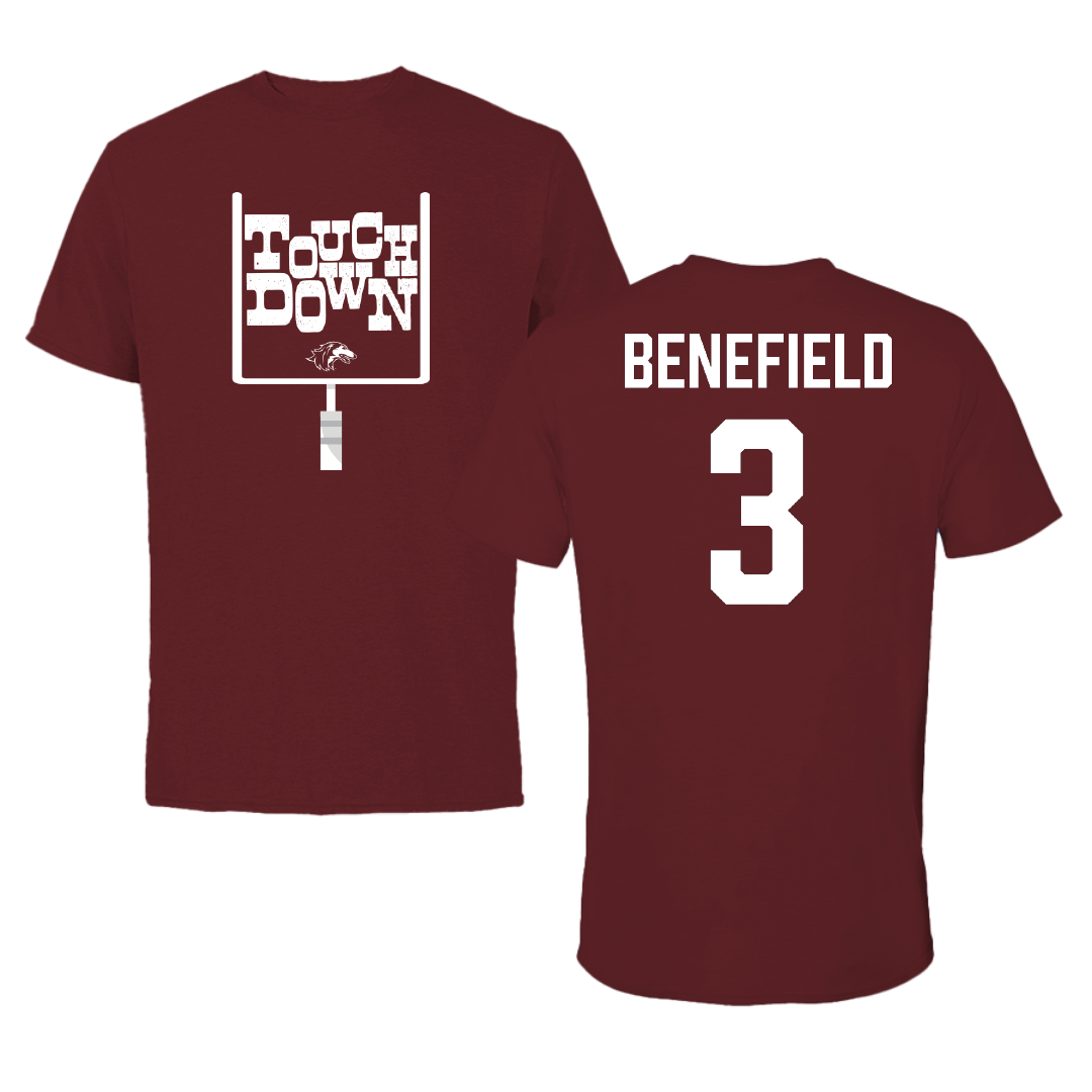 Southern Illinois University at Carbondale Football Maroon Touchdown Tee - #3 Jaelin Benefield