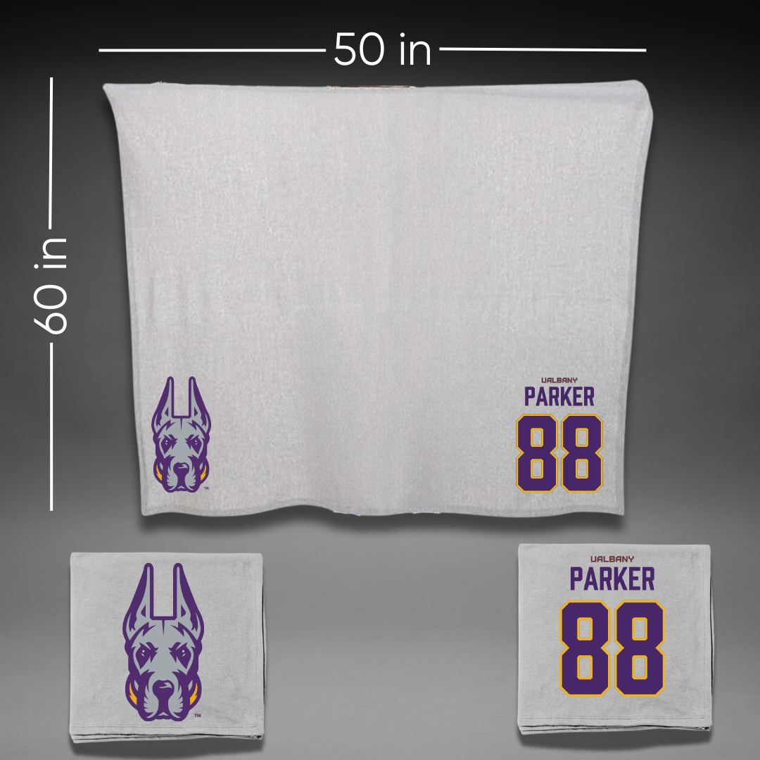 University at Albany Football Gray Blanket - #88 Chad Parker