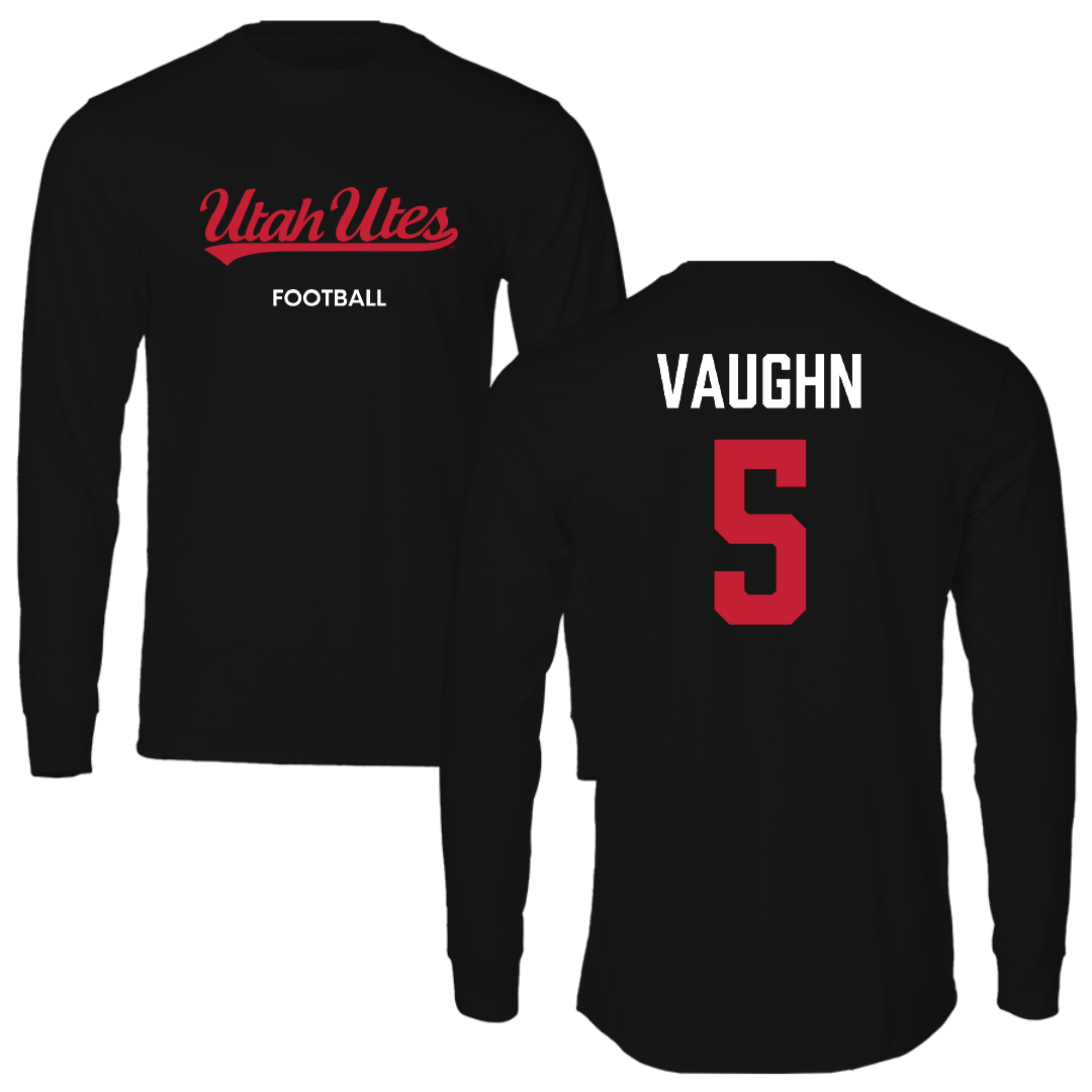 University of Utah Football Black Utes Long Sleeve - #5 Zemaiah Vaughn