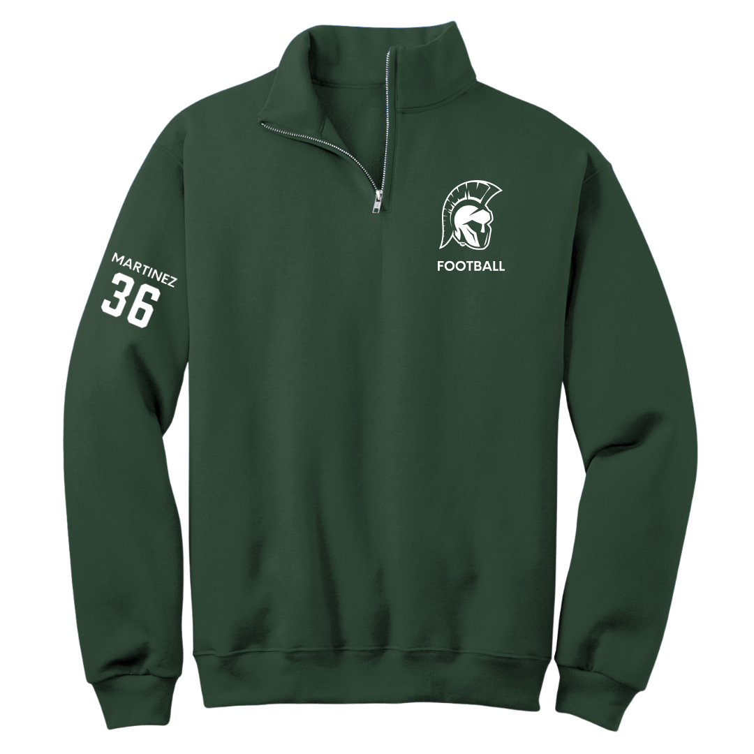 Illinois Wesleyan University Football Forest Green Quarter-Zip - #36 Yahir Martinez