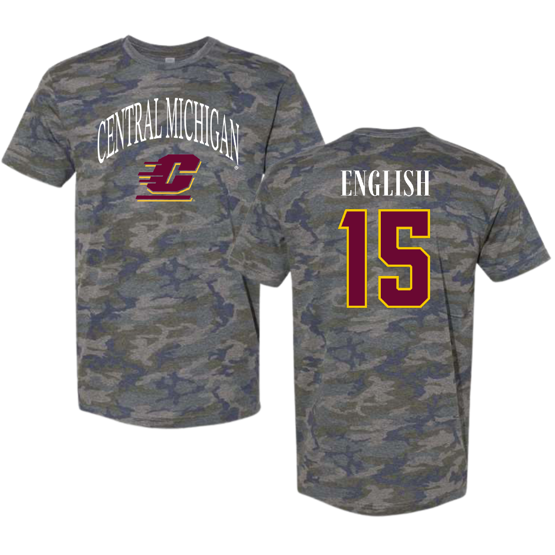 Central Michigan University Lacrosse Vintage Camo Tee - #15 Margaret English